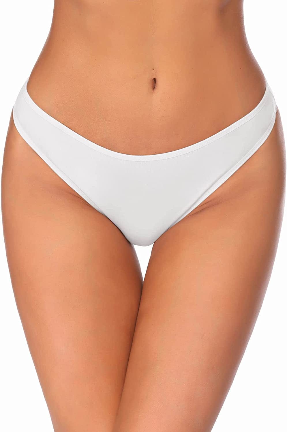 Ekouaer Womens Thongs Invisible Panties No Show Seamless Low Waist Breathable G-String Cotton Thongs 6 Pack