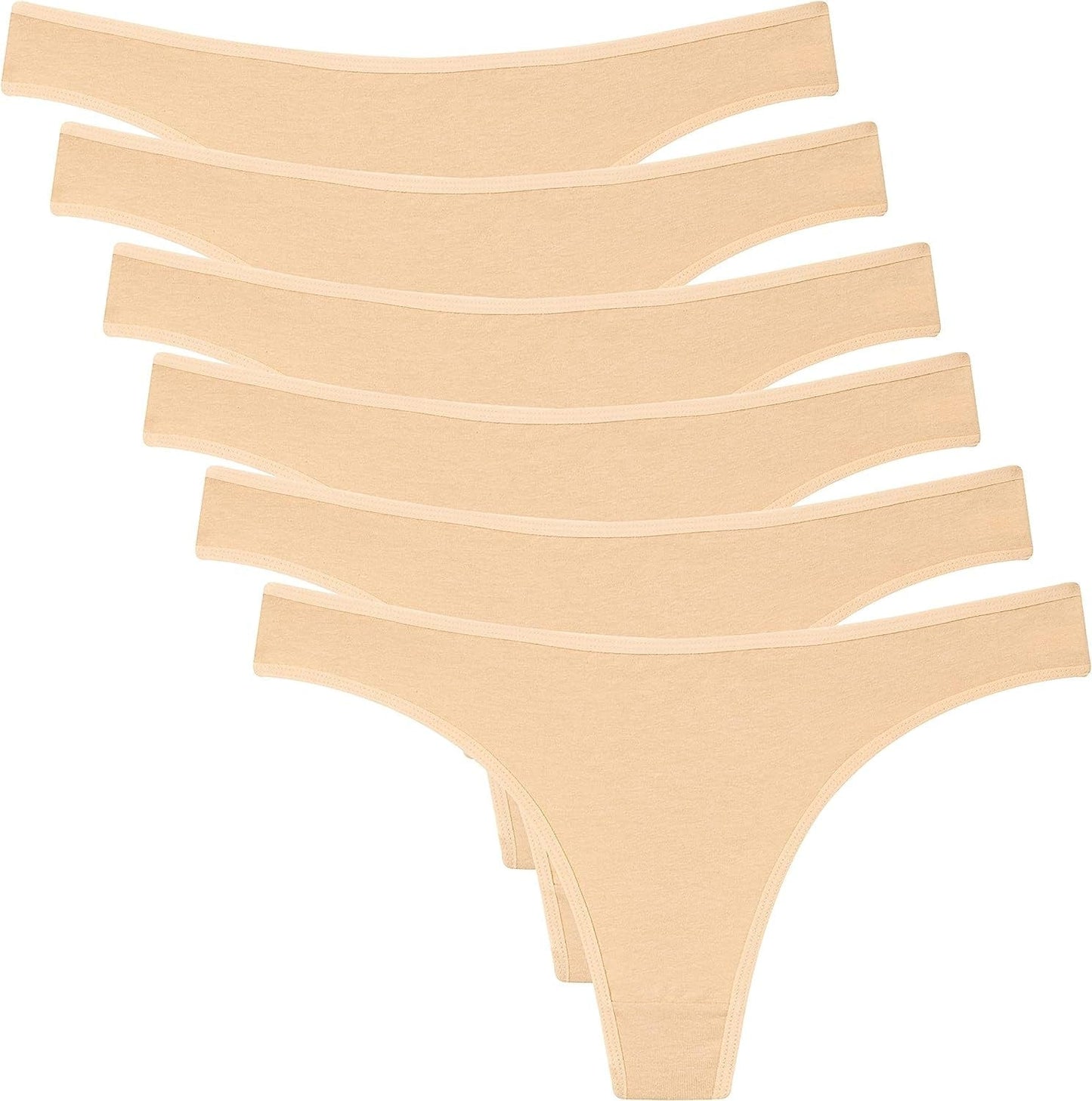 ELACUCOS 6 Pack Women'S Thongs Cotton Breathable Panties Bikini Underwear 6 Pack- Nude / X-Large