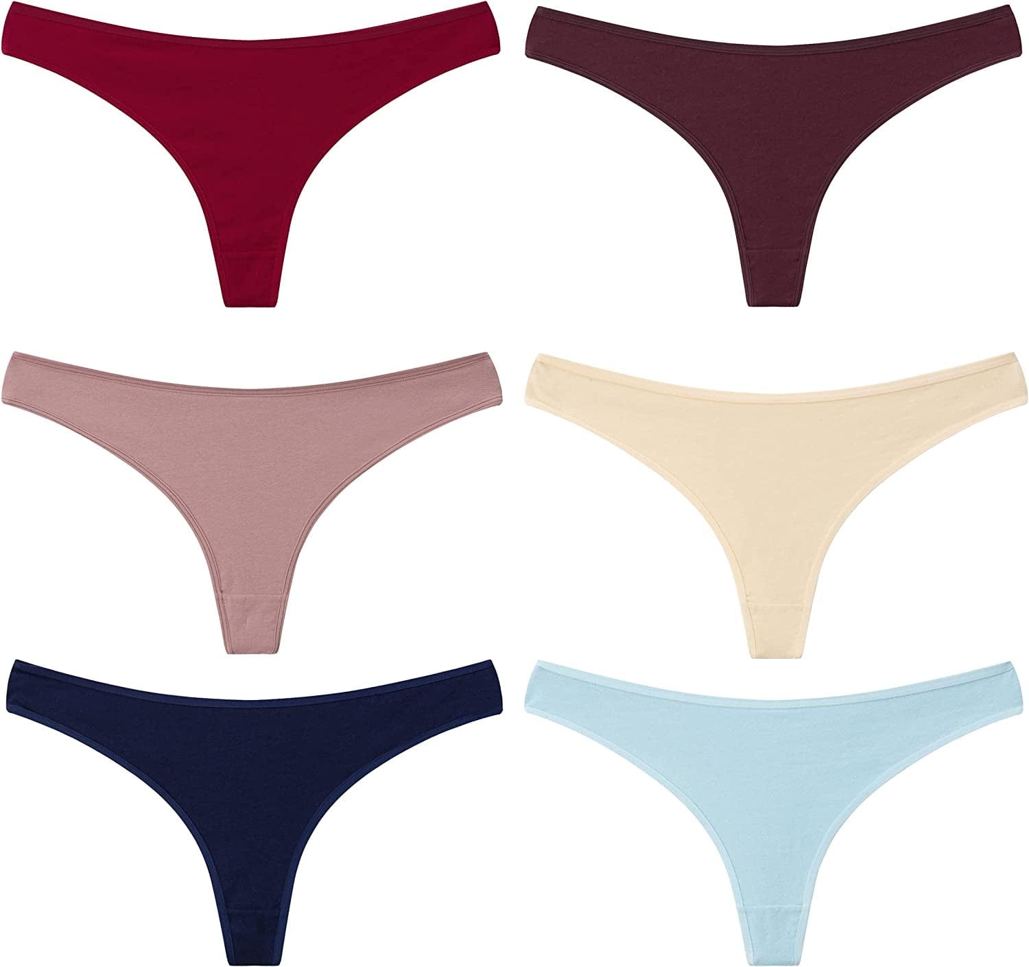 ELACUCOS 6 Pack Women'S Thongs Cotton Breathable Panties Bikini Underwear