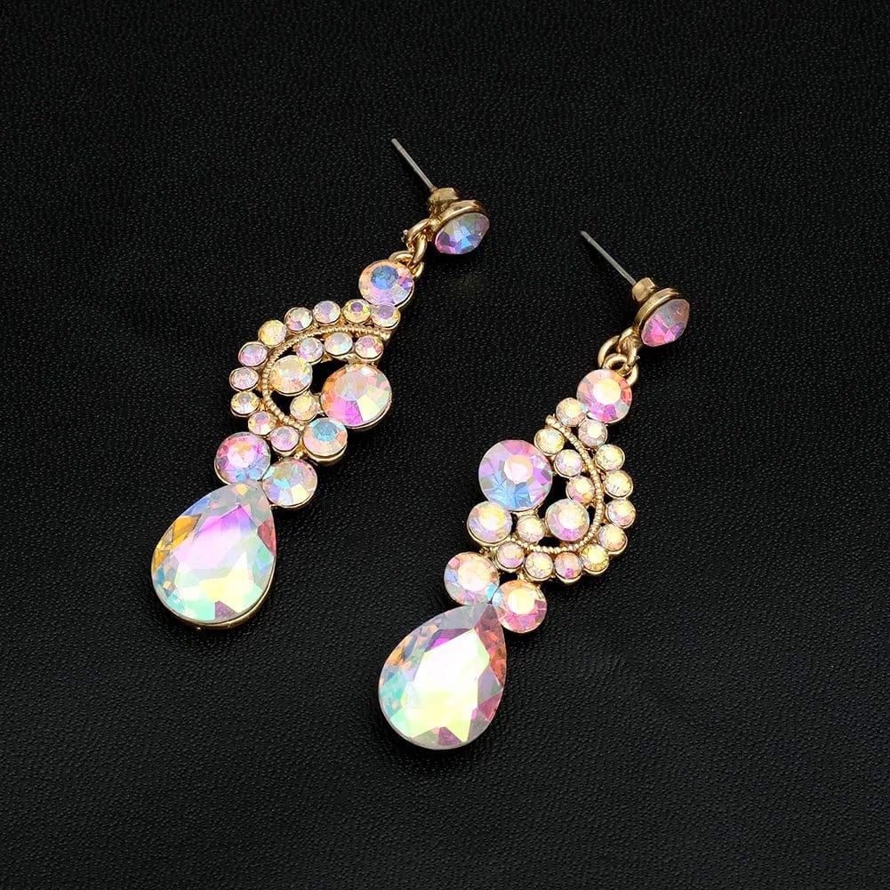 Elegant Crystal Necklace Earrings Bracelet Ring Bridal Wedding Party Costume Jewelry Sets for Brides Women
