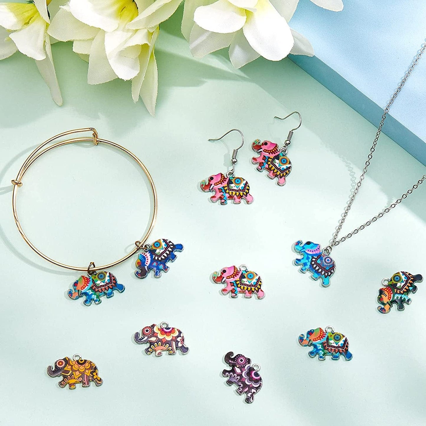 Elephant Charms Elephant Bracelet Charms Elephant Pendant Charms for Jewelry Making Earring DIY Keychain