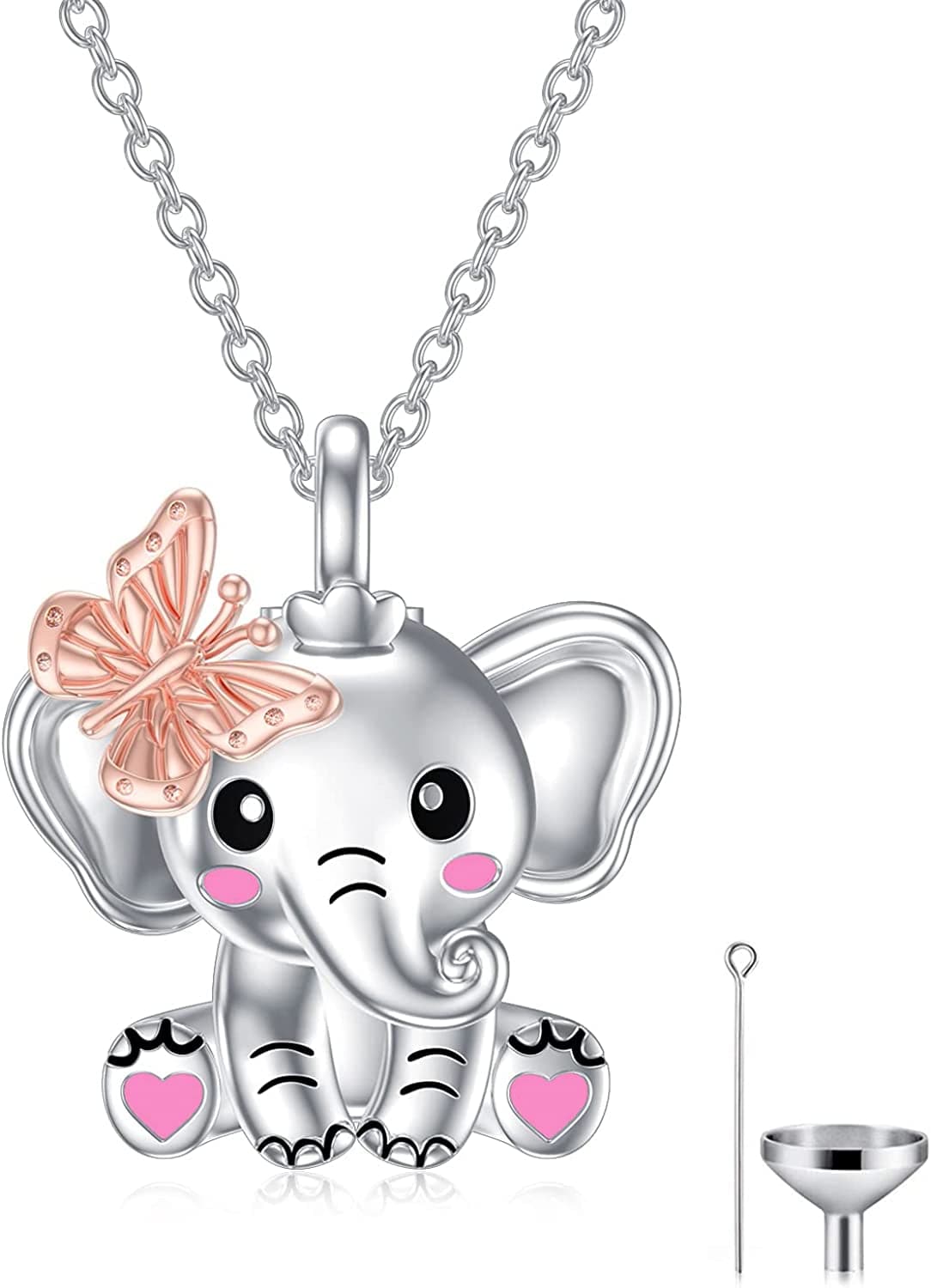 Elephant/Dog/Cat Moon Cremation Urn Necklace for Human Pet Ashes 925 Sterling Silver Keepsake Memorial Locket Holder Jewelry Gift for Women Elephant