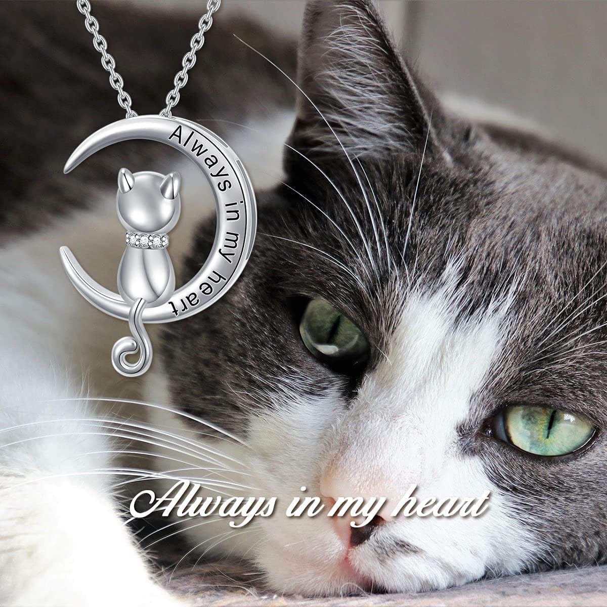 Elephant/Dog/Cat Moon Cremation Urn Necklace for Human Pet Ashes 925 Sterling Silver Keepsake Memorial Locket Holder Jewelry Gift for Women