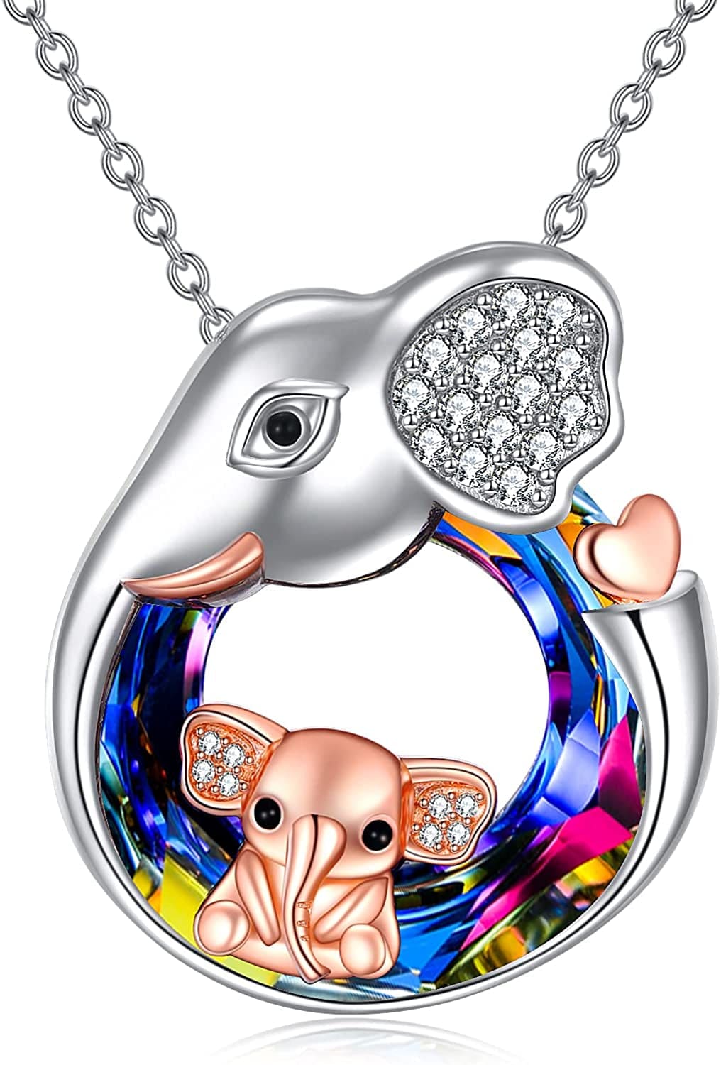 Elephants Family Pendant Necklace Sterling Silver Elephant Jewelry Elephant Love Jewelry