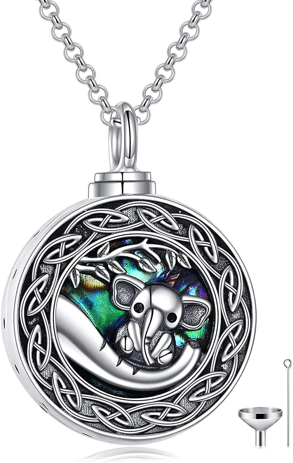 Elephants Family Pendant Necklace Sterling Silver Elephant Jewelry Elephant Urn Necklace