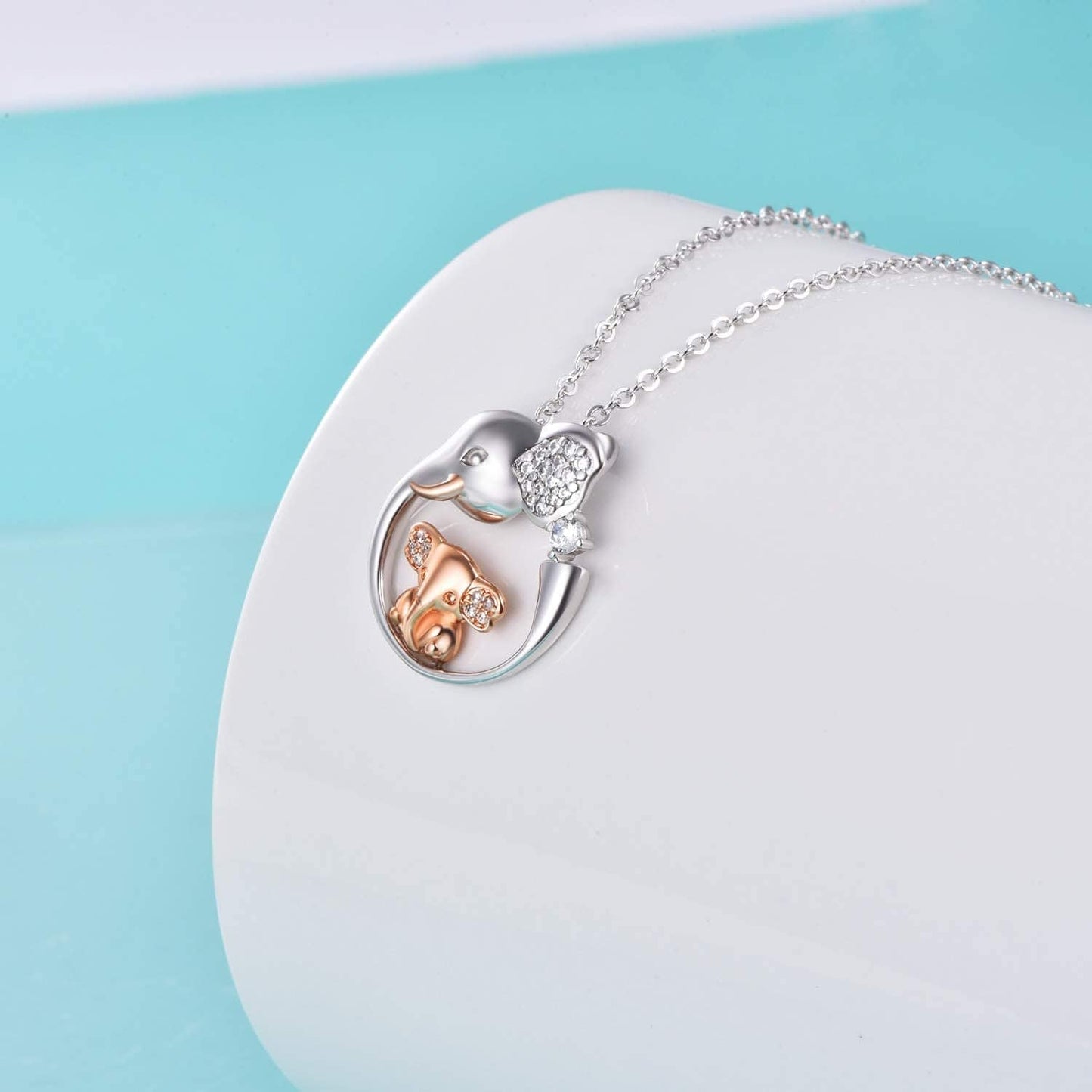 Elephants Family Pendant Necklace Sterling Silver Elephant Jewelry