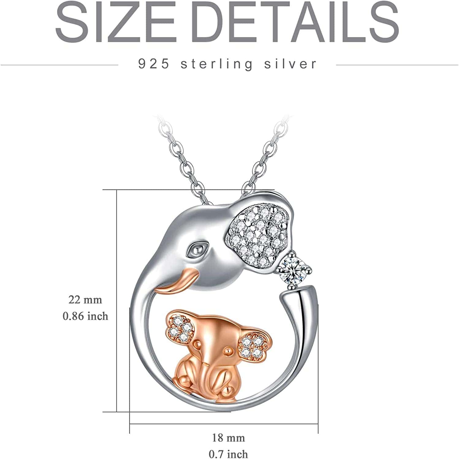 Elephants Family Pendant Necklace Sterling Silver Elephant Jewelry