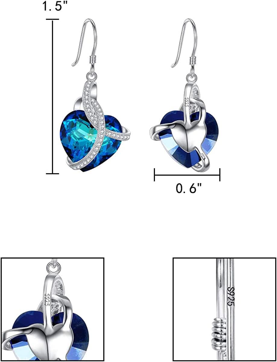 Elequeen 925 Sterling Silver Cz"Courageous Heart" Inspired Hook Drop Earrings Made with Austrian Crystals