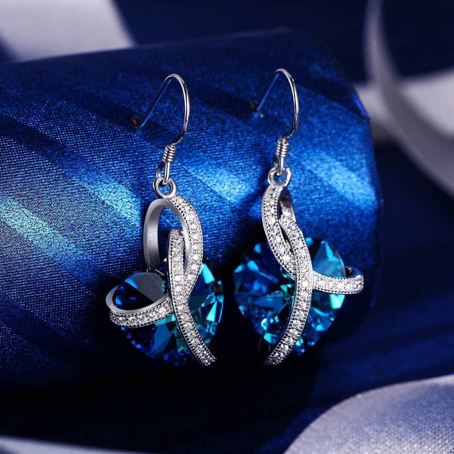 Elequeen 925 Sterling Silver Cz"Courageous Heart" Inspired Hook Drop Earrings Made with Austrian Crystals