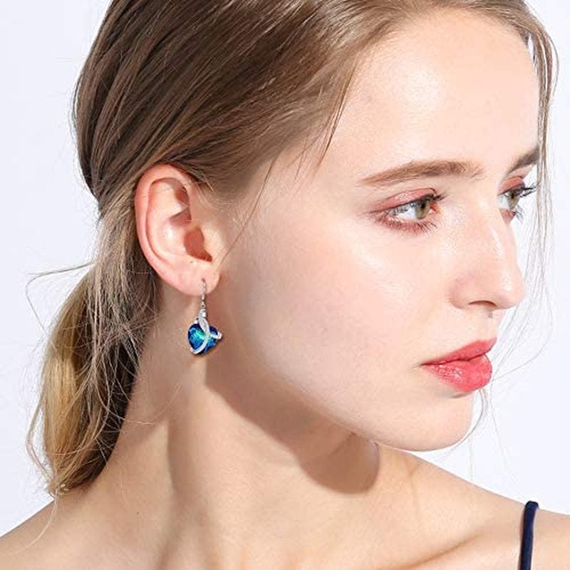 Elequeen 925 Sterling Silver Cz"Courageous Heart" Inspired Hook Drop Earrings Made with Austrian Crystals