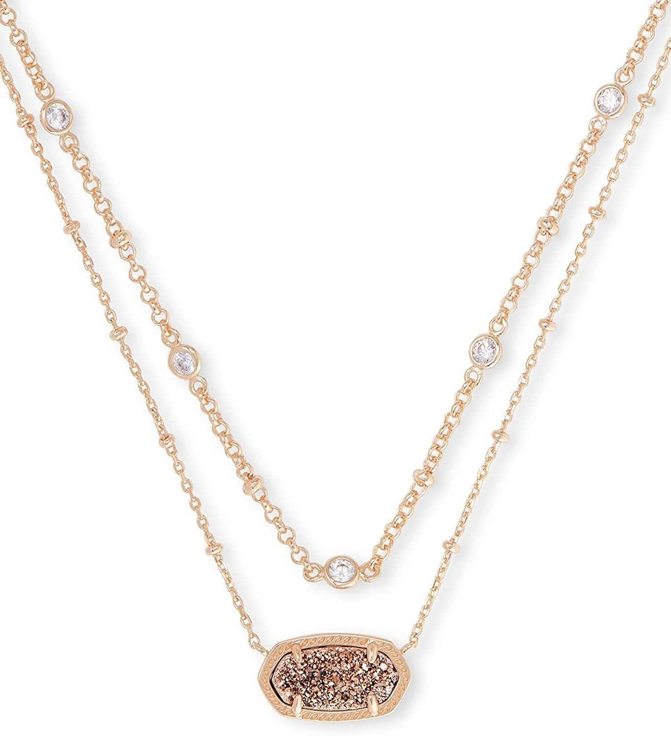 Elisa Crystal Multi Strand Necklace, Fashion Jewelry for Women ROSE GOLD - ROSE GOLD DRUSY