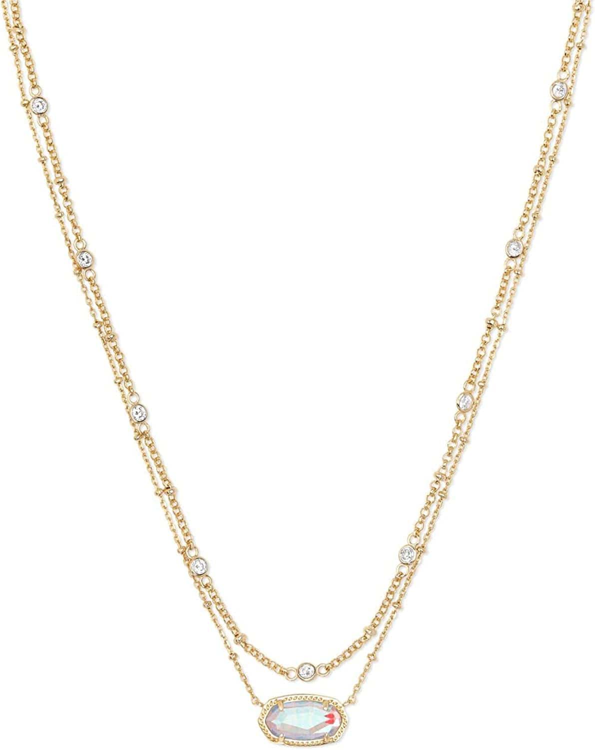 Elisa Crystal Multi Strand Necklace, Fashion Jewelry for Women GOLD - DICHROIC GLASS