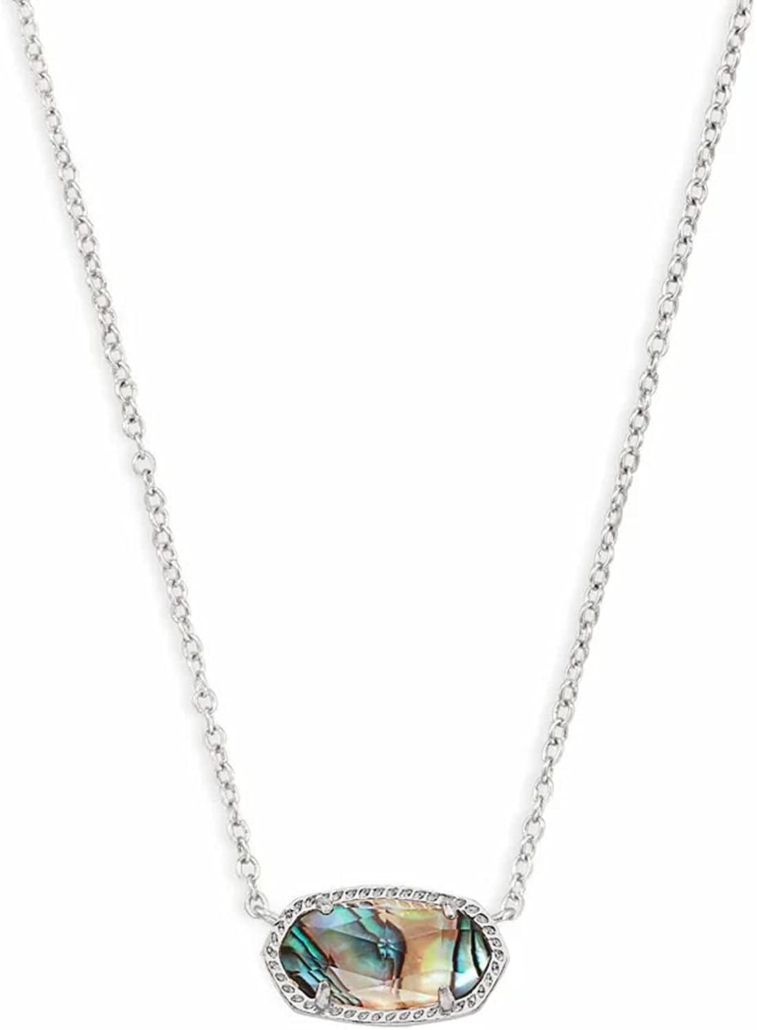 Elisa Pendant Necklace for Women, Fashion Jewelry, 14K Gold-Plated RHODIUM - ABALONE SHELL