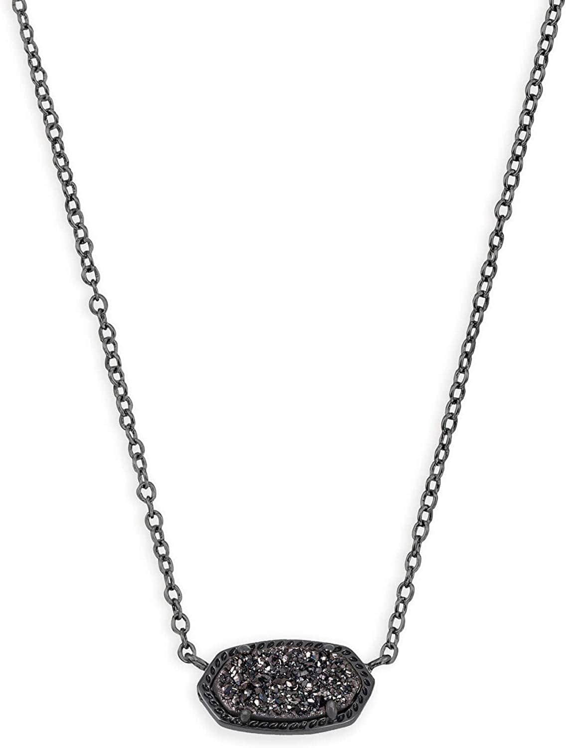 Elisa Pendant Necklace for Women, Fashion Jewelry, 14K Gold-Plated GUNMETAL - BLACK DRUSY