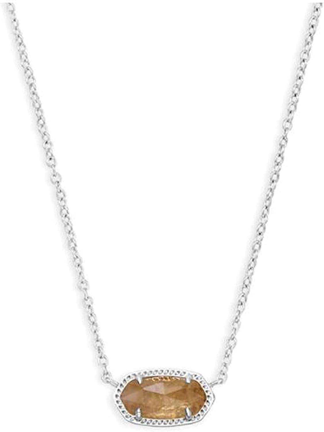 Elisa Pendant Necklace for Women, Fashion Jewelry, 14K Gold-Plated RHODIUM - ORANGE CITRINE