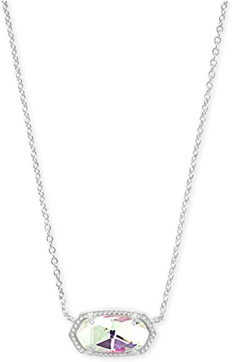 Elisa Pendant Necklace for Women, Fashion Jewelry, 14K Gold-Plated RHODIUM - DICHROIC GLASS