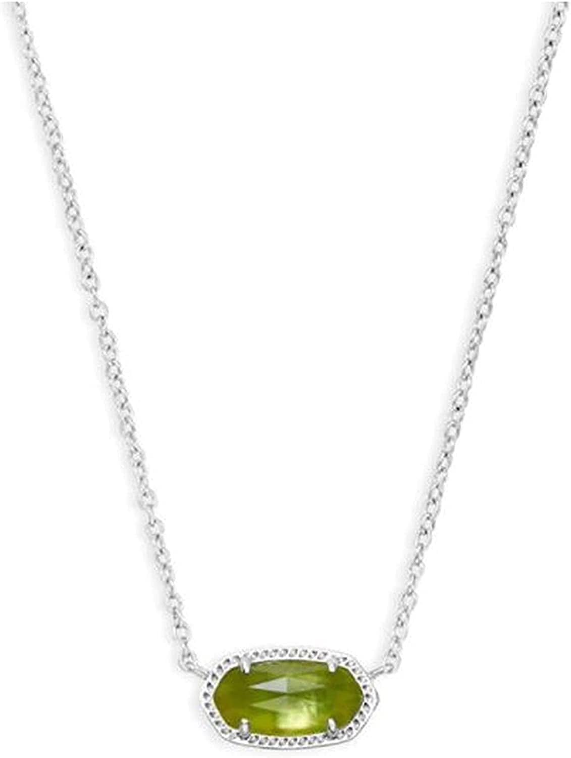 Elisa Pendant Necklace for Women, Fashion Jewelry, 14K Gold-Plated RHODIUM - PERIDOT ILLUSION