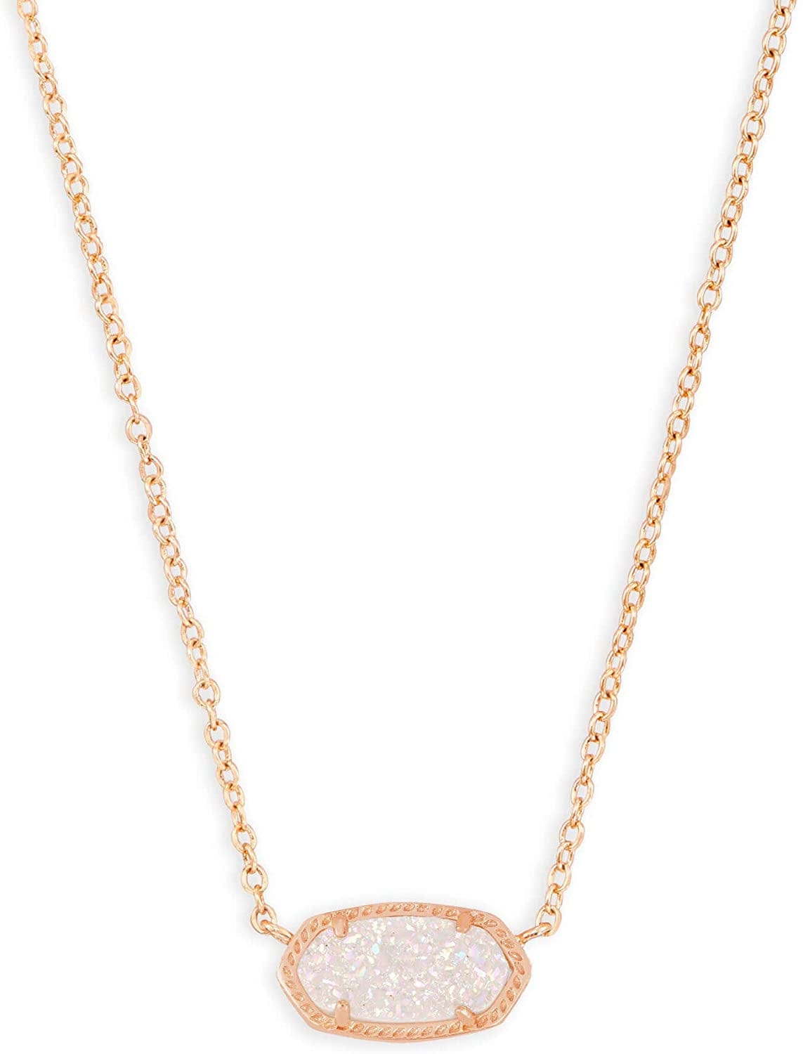 Elisa Pendant Necklace for Women, Fashion Jewelry, 14K Gold-Plated ROSE GOLD - IRIDESCENT DRUSY