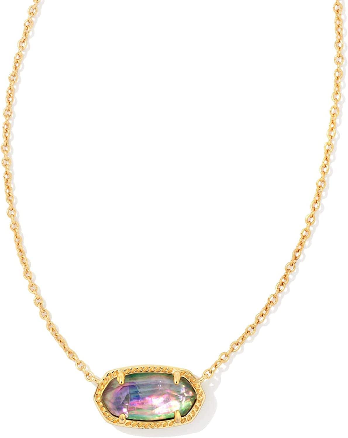 Elisa Pendant Necklace for Women, Fashion Jewelry, 14K Gold-Plated Gold Lilac Abalone