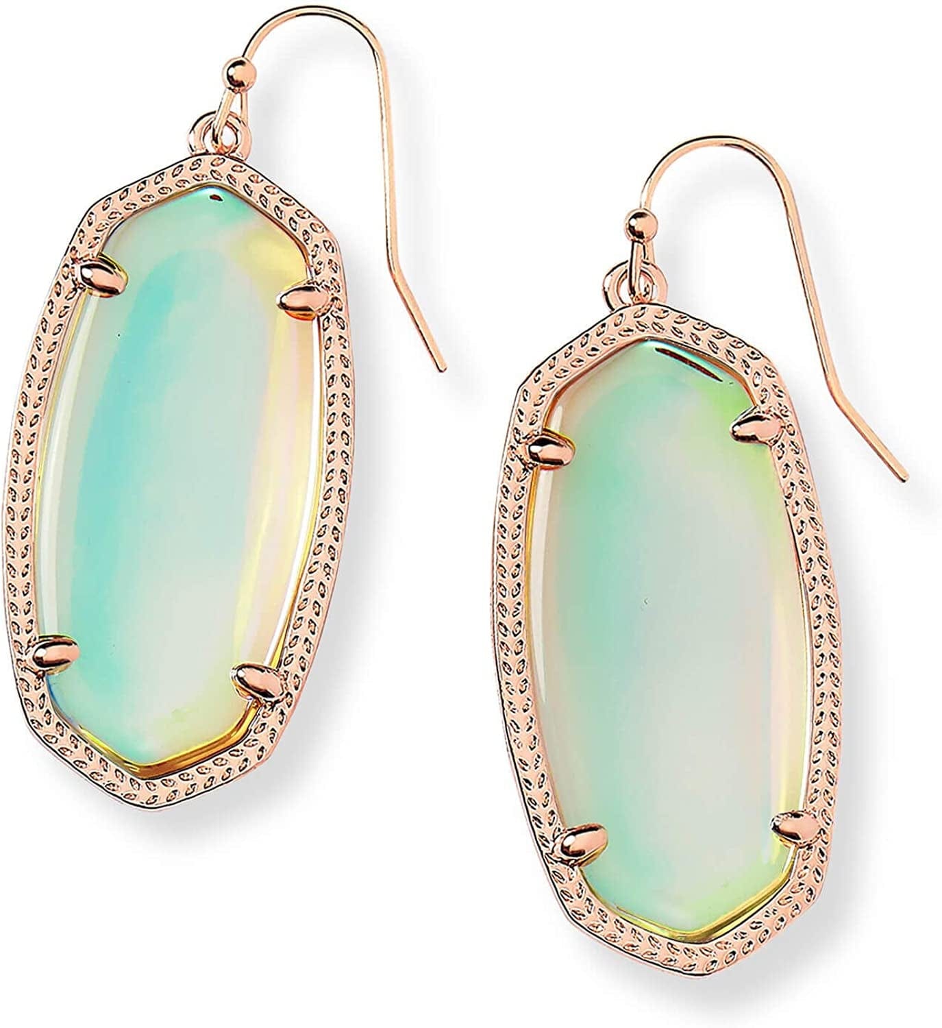 Elle Drop Earrings for Women ROSE GOLD - IRIDESCENT DICHROIC GLASS