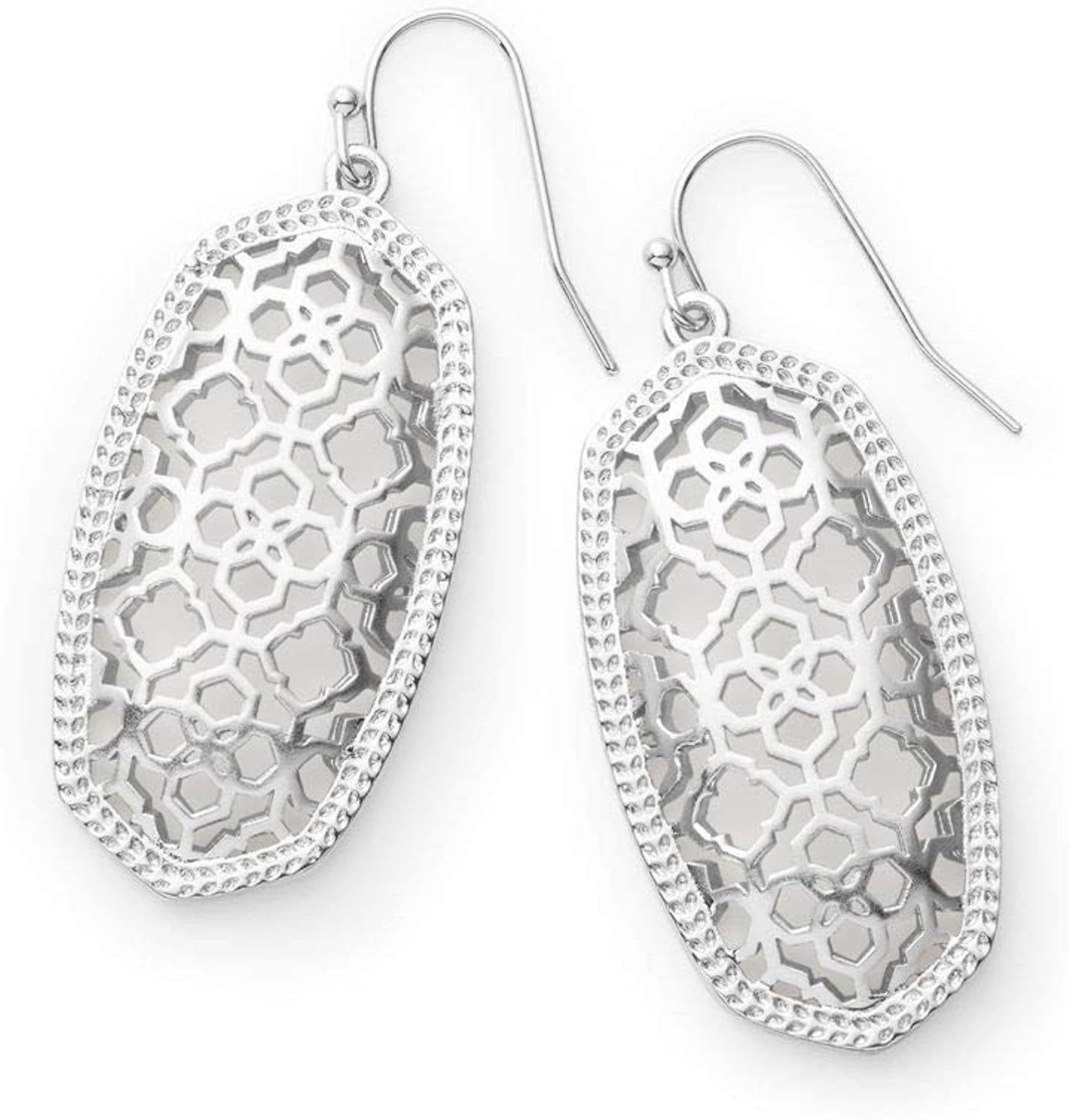 Elle Drop Earrings for Women RHODIUM - FILIGREE METAL