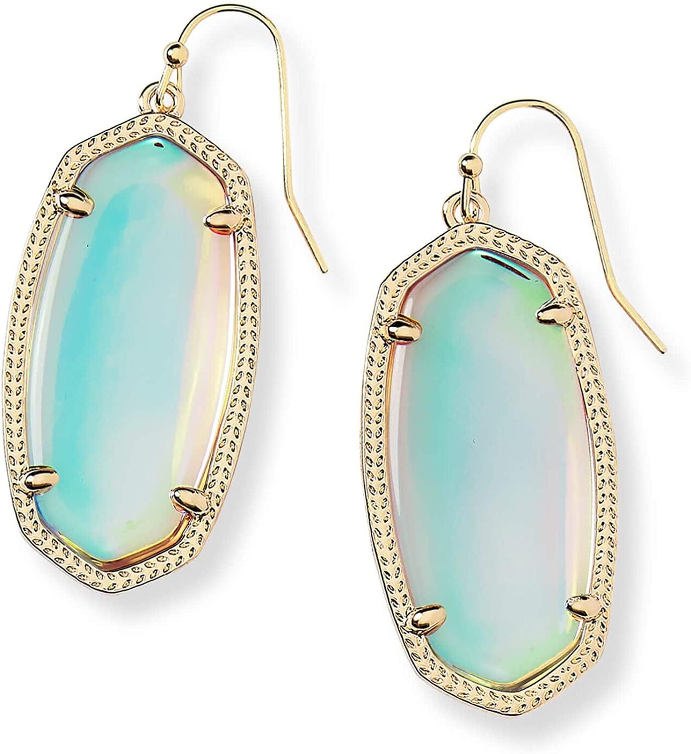 Elle Drop Earrings for Women GOLD - IRIDESCENT DICHROIC GLASS