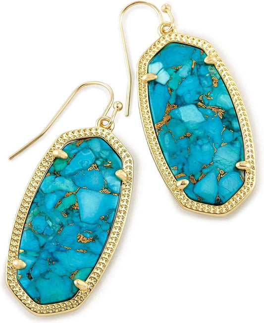 Elle Drop Earrings for Women GOLD - BRONZE VEINED TURQUOISE