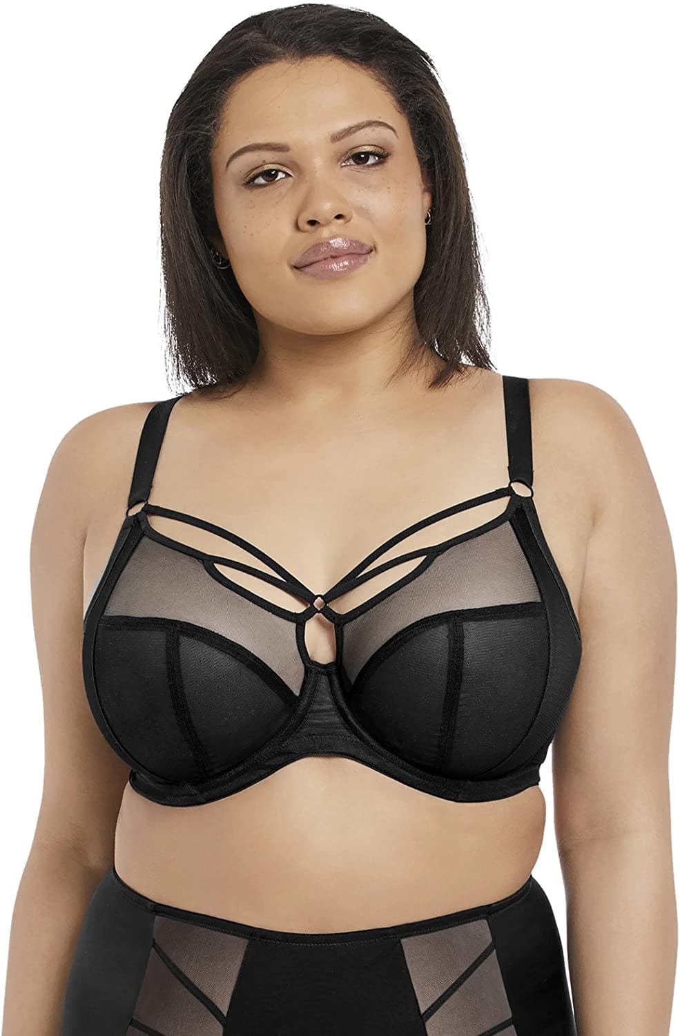 Elomi Sachi Strappy Underwire Plunge Bra Bra Black / 42GG