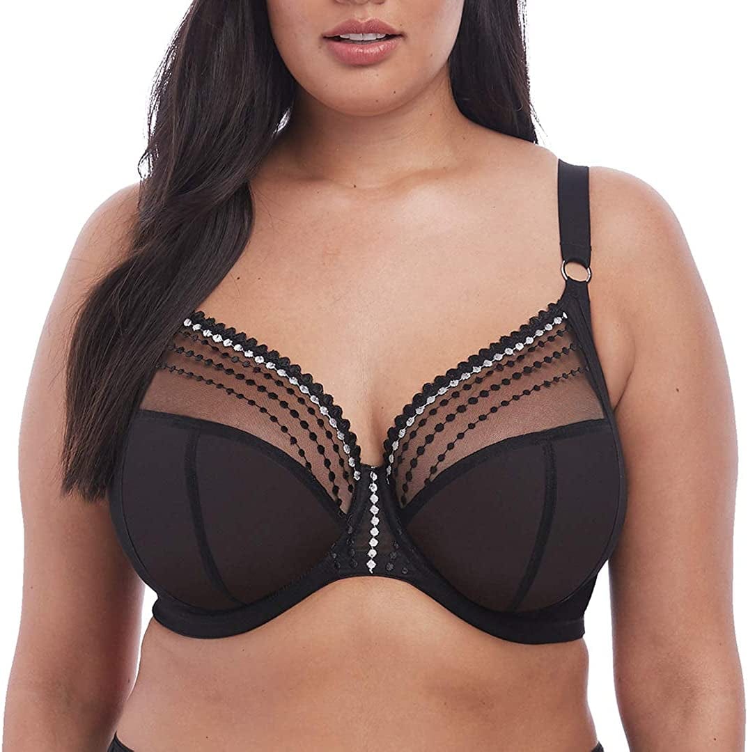 Elomi Women'S plus Size Matilda Plunge Bra with J-Hook Black / 34JJ
