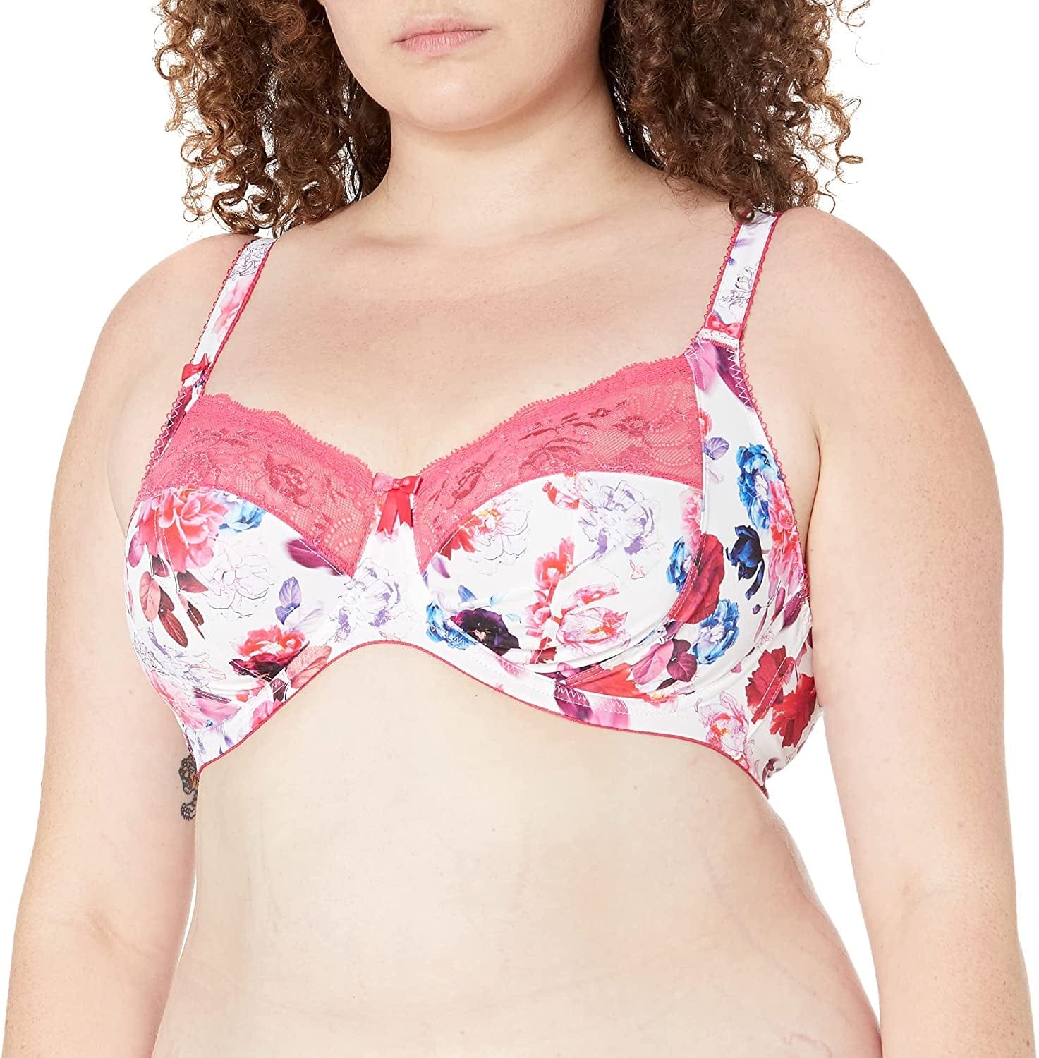 Elomi Women'S plus Size Morgan Banded Underwire Stretch Lace Bra Pink Floral / 40F