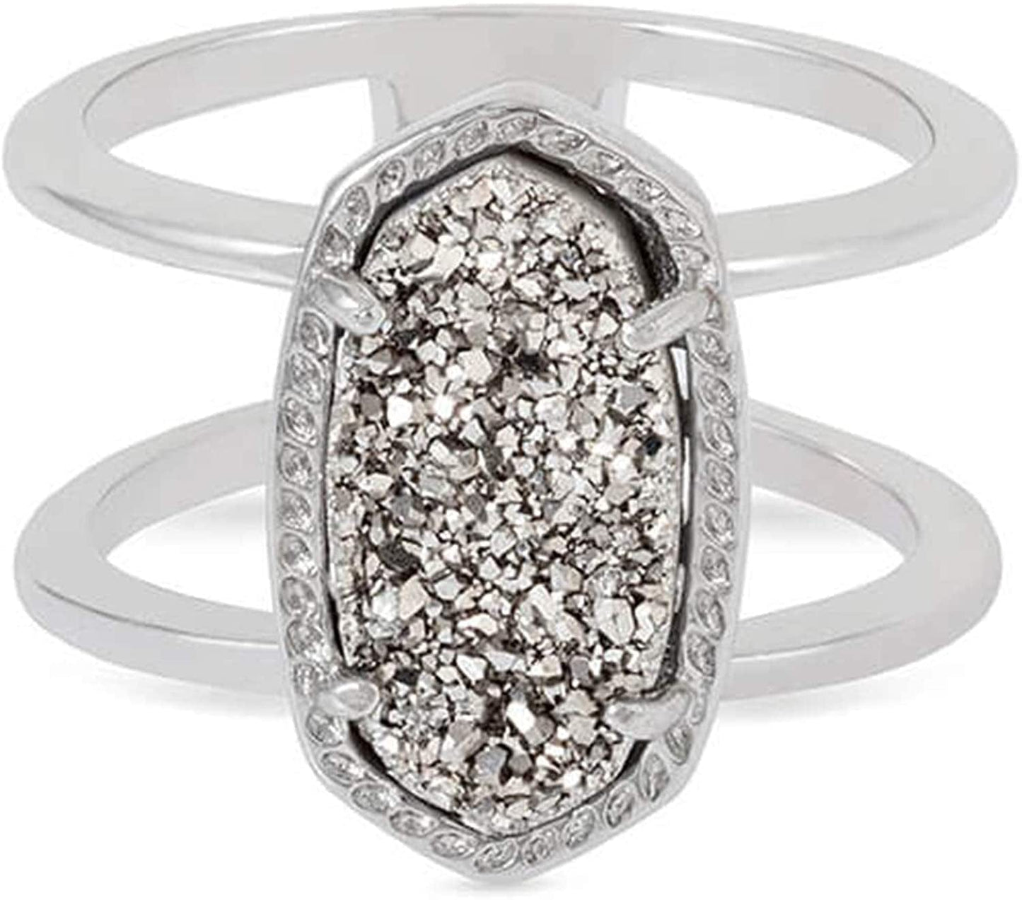 Elyse Ring for Women, Fashion Jewelry RHODIUM - PLATINUM DRUSY / 8