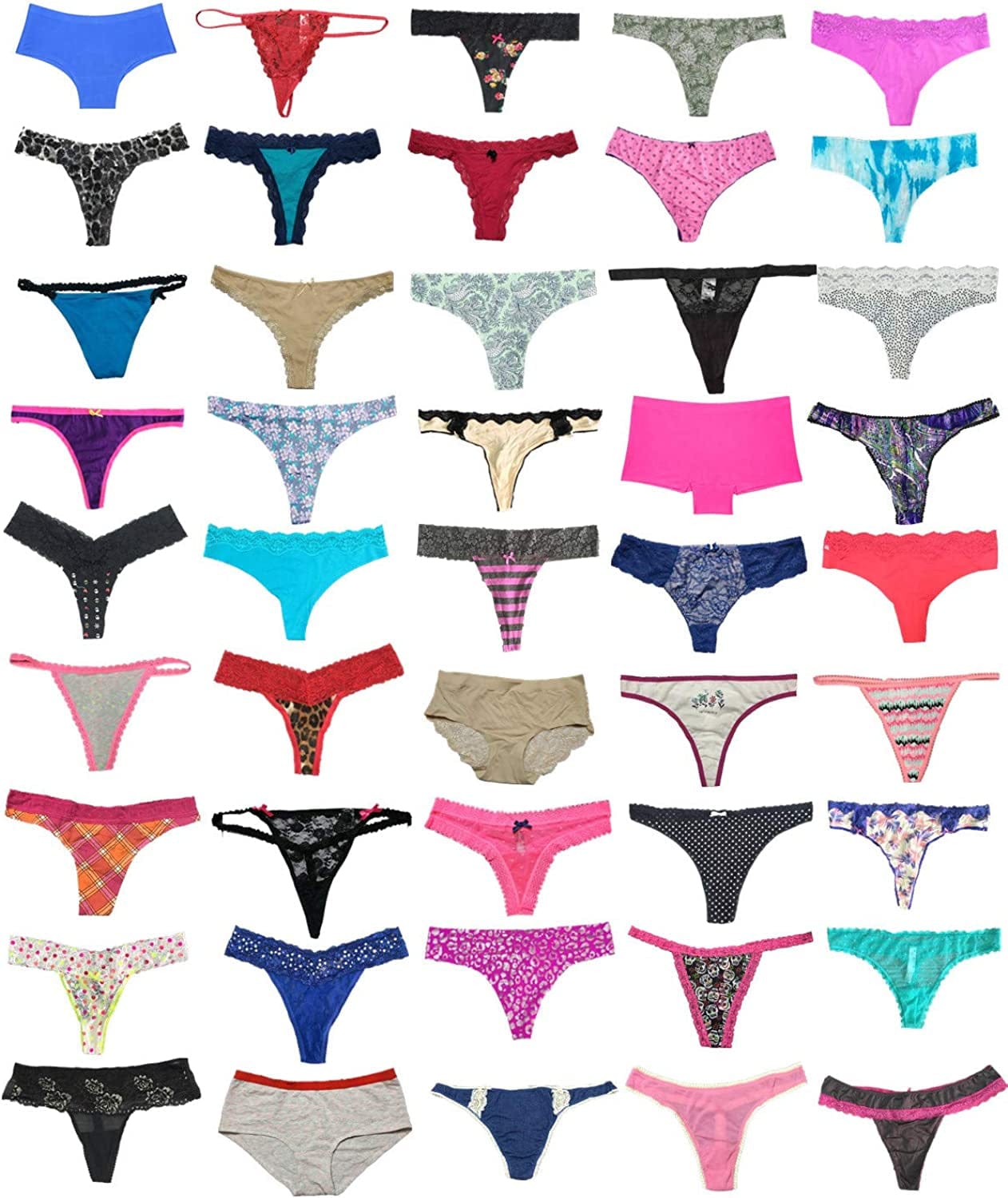 EMBEK Variety of Womens Underwear Pack T-Back Thong Bikini Hipster Briefs Cotton Lace Panties