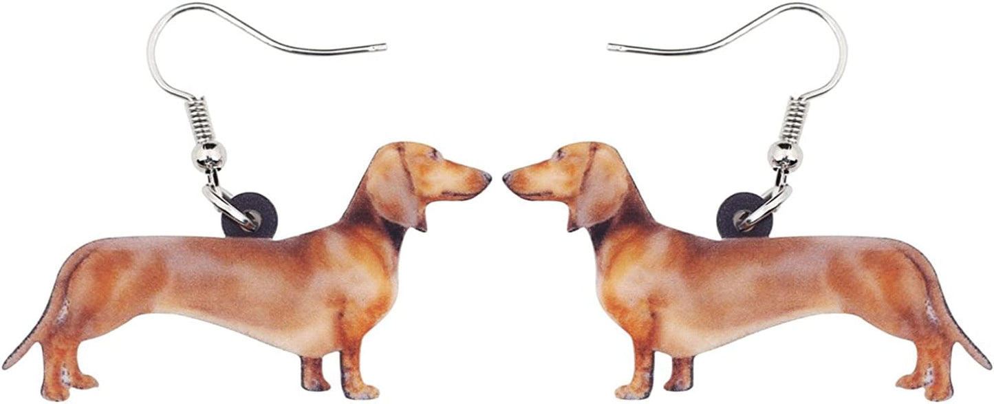 Enamel Alloy Dachshund Dog Earrings Dangle Drop Fashion Cute Animal Jewelry for Women Girls Gift Charms Coffee