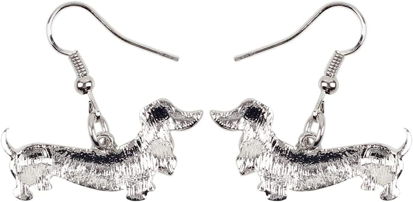 Enamel Alloy Dachshund Dog Earrings Dangle Drop Fashion Cute Animal Jewelry for Women Girls Gift Charms