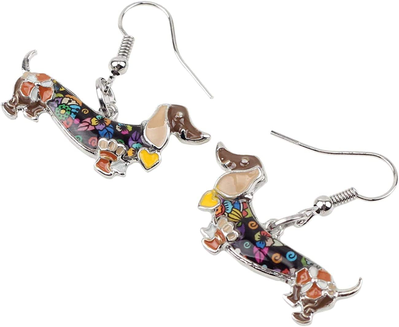 Enamel Alloy Dachshund Dog Earrings Dangle Drop Fashion Cute Animal Jewelry for Women Girls Gift Charms