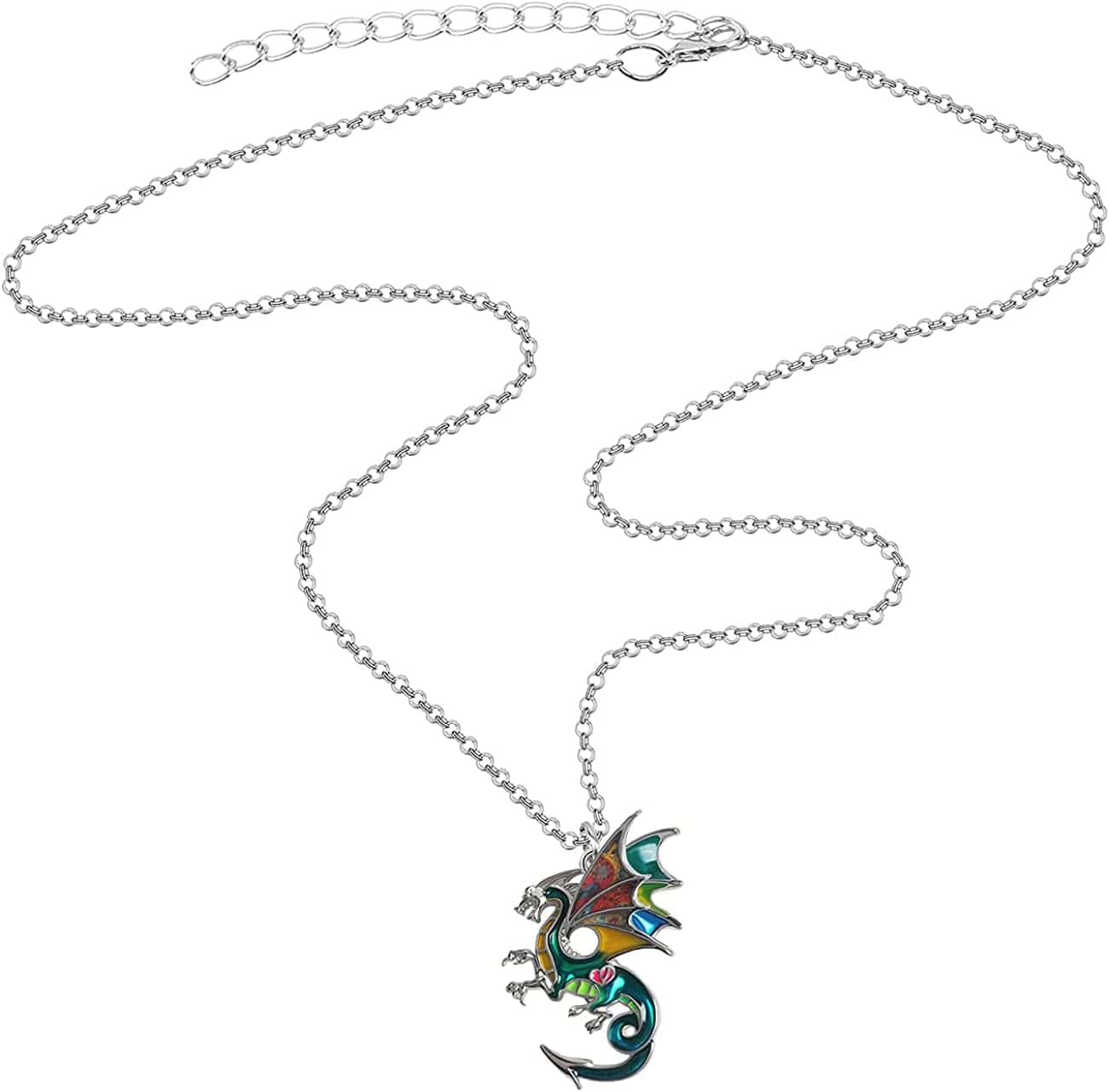 Enamel Alloy Dragon Necklace Fantasy Dinosaur Pendant Fashion Jewelry for Women Girls Charm Gift