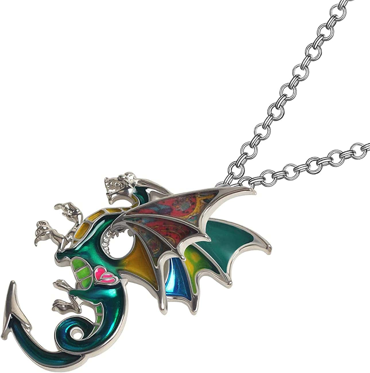 Enamel Alloy Dragon Necklace Fantasy Dinosaur Pendant Fashion Jewelry for Women Girls Charm Gift