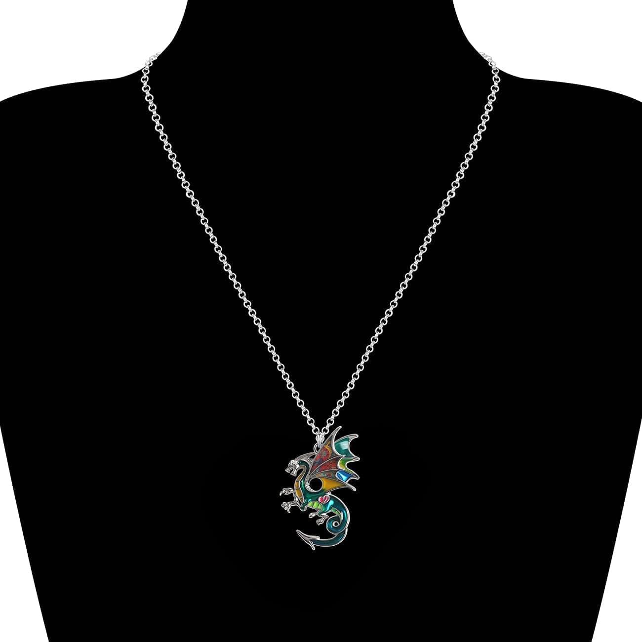 Enamel Alloy Dragon Necklace Fantasy Dinosaur Pendant Fashion Jewelry for Women Girls Charm Gift