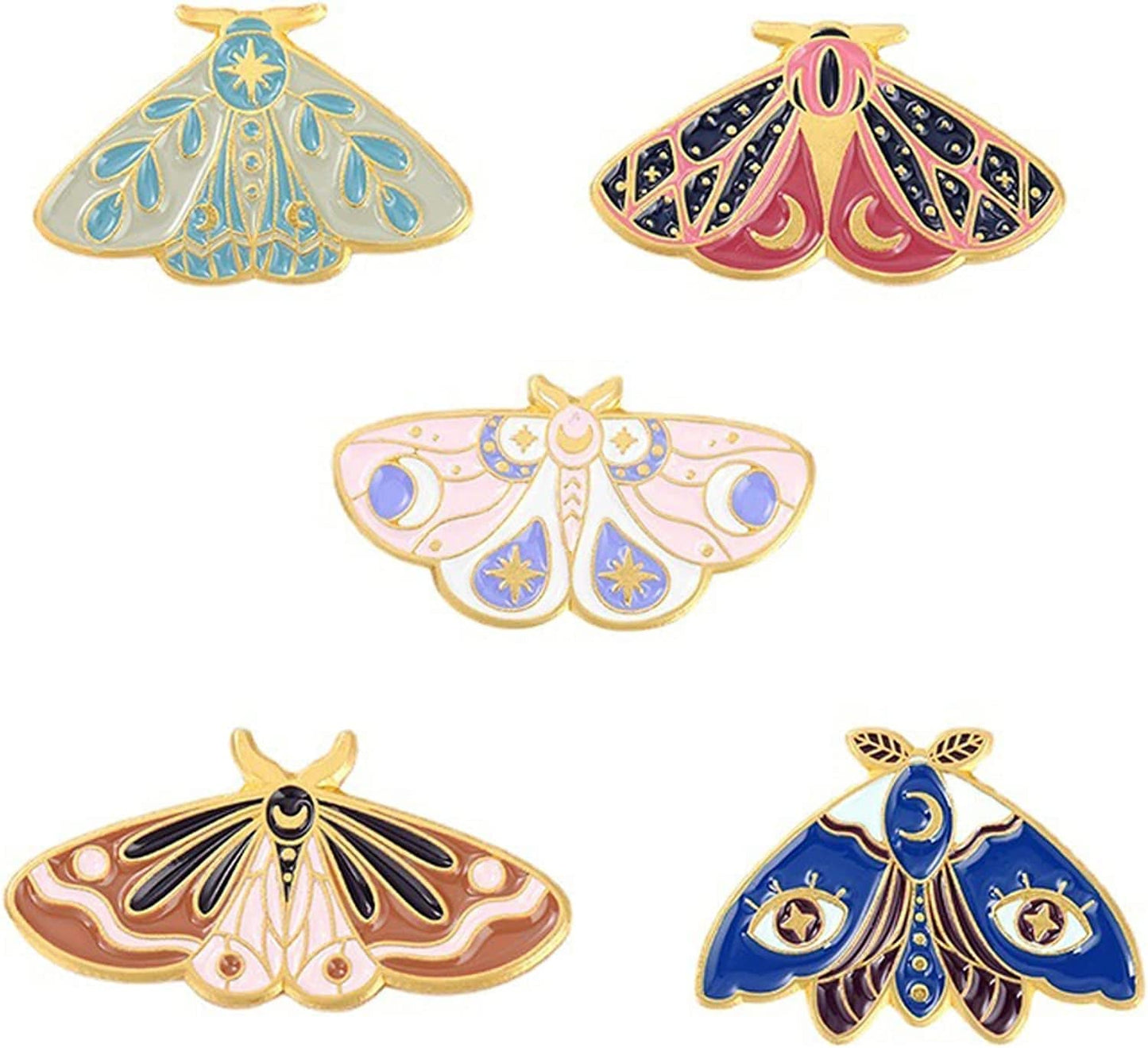 Enamel Lapel Pin Novelty Cartoon Brooch Badge for Clothes Hat Backpack Decoration BUTTERFLY-5PCS