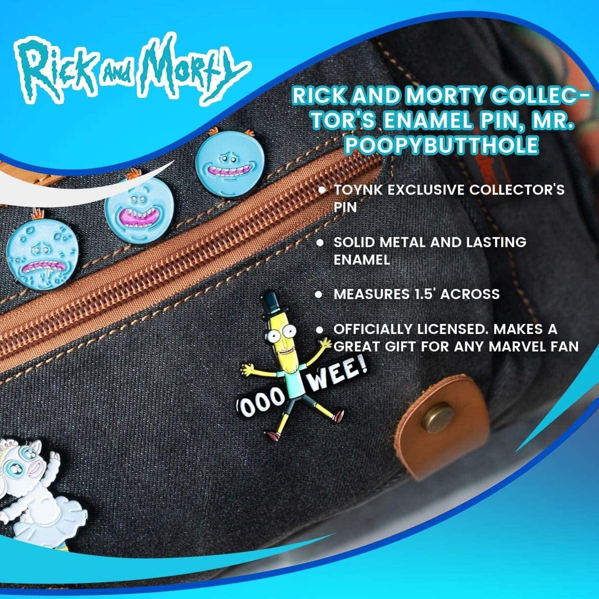 Enamel Pin | Rick and Morty Lapel, Jacket, Backpack Pins, Mr. Poopybutthole