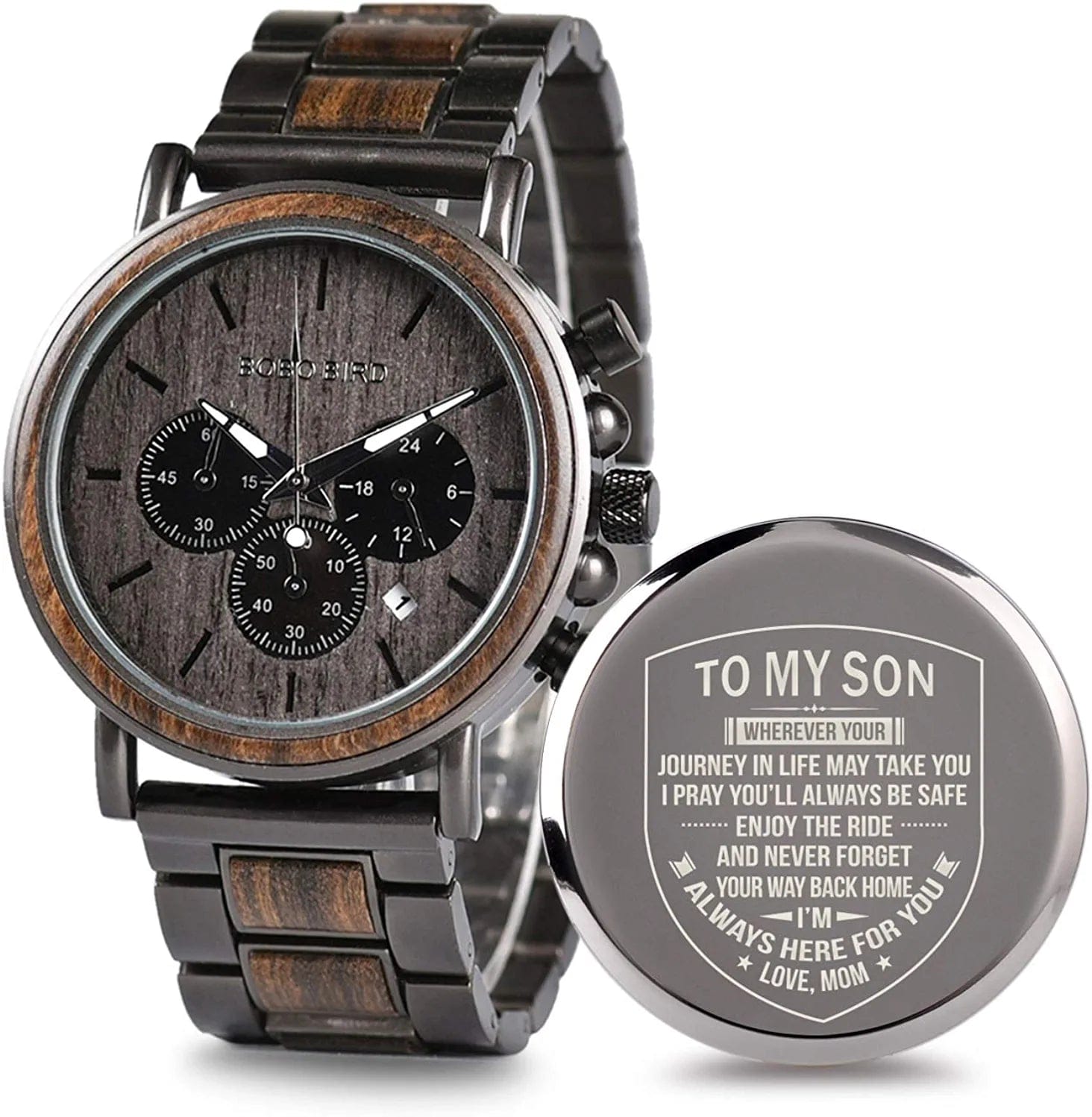 Engraved Wooden Watch for Boyfriend My Man Fiancé Husband Customized Personalized Wood Watches for Men Birthday Anniversary Personalized Watch B-for Son From Mom
