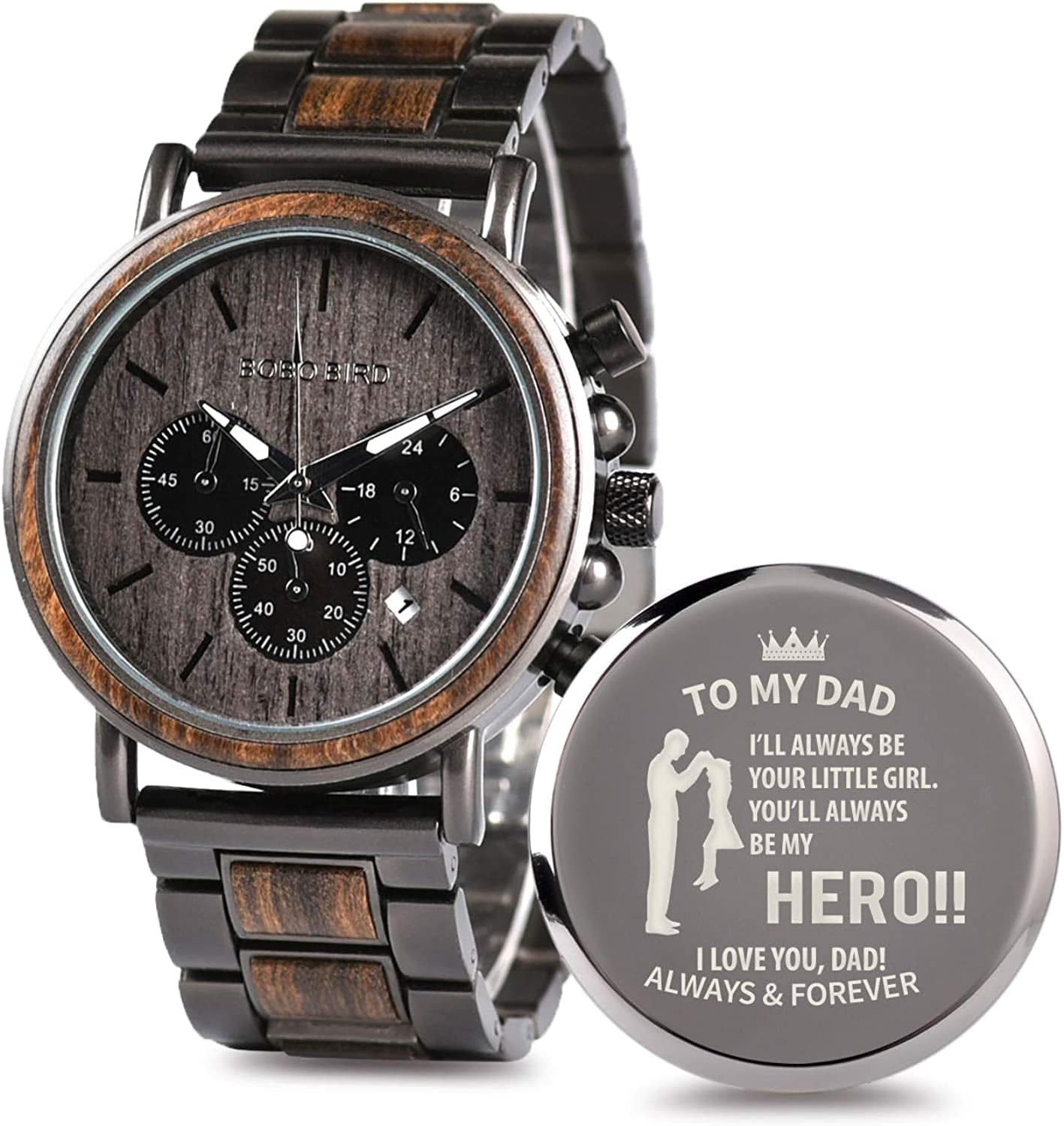 Engraved Wooden Watch for Boyfriend My Man Fiancé Husband Customized Personalized Wood Watches for Men Birthday Anniversary Personalized Watch A-for Dad From Daughter
