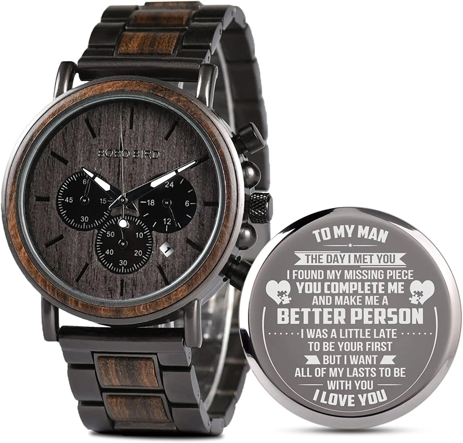 Engraved Wooden Watch for Boyfriend My Man Fiancé Husband Customized Personalized Wood Watches for Men Birthday Anniversary Personalized Watch B- TO MY MAN