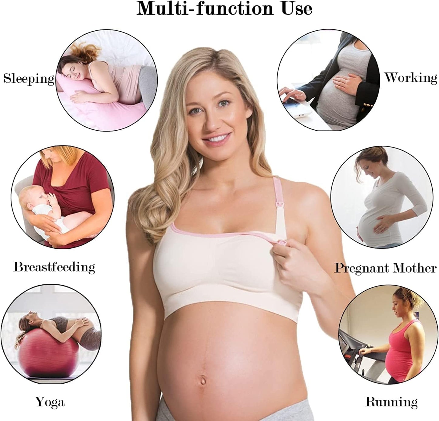 Eshion Women Comfy Maternity Nursing Bras for Breastfeeding with Removable Pads 2/3 Pack