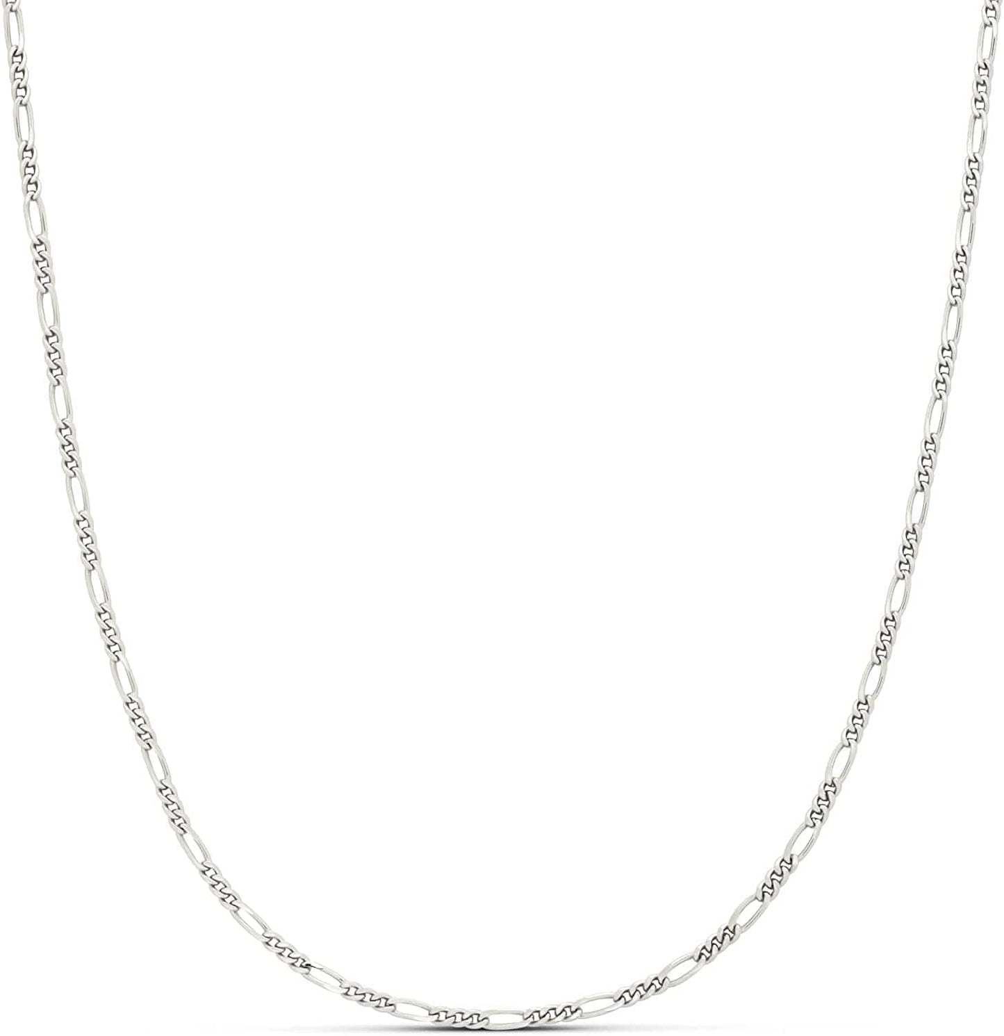 Essentials 14K Gold or Sterling Silver Plated Figaro Necklace Silver / 2mm Wide / 18 inches