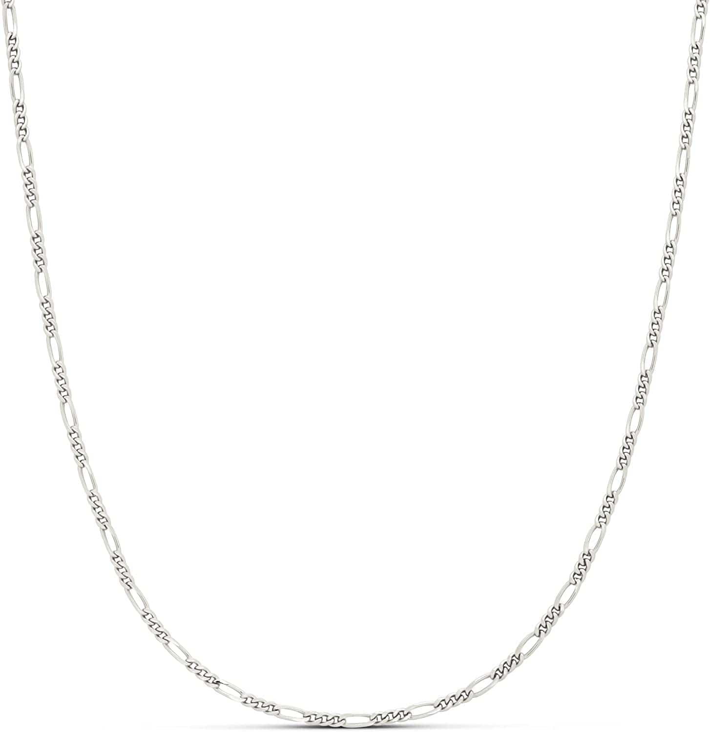 Essentials 14K Gold or Sterling Silver Plated Figaro Necklace Silver / 2mm Wide / 18 inches