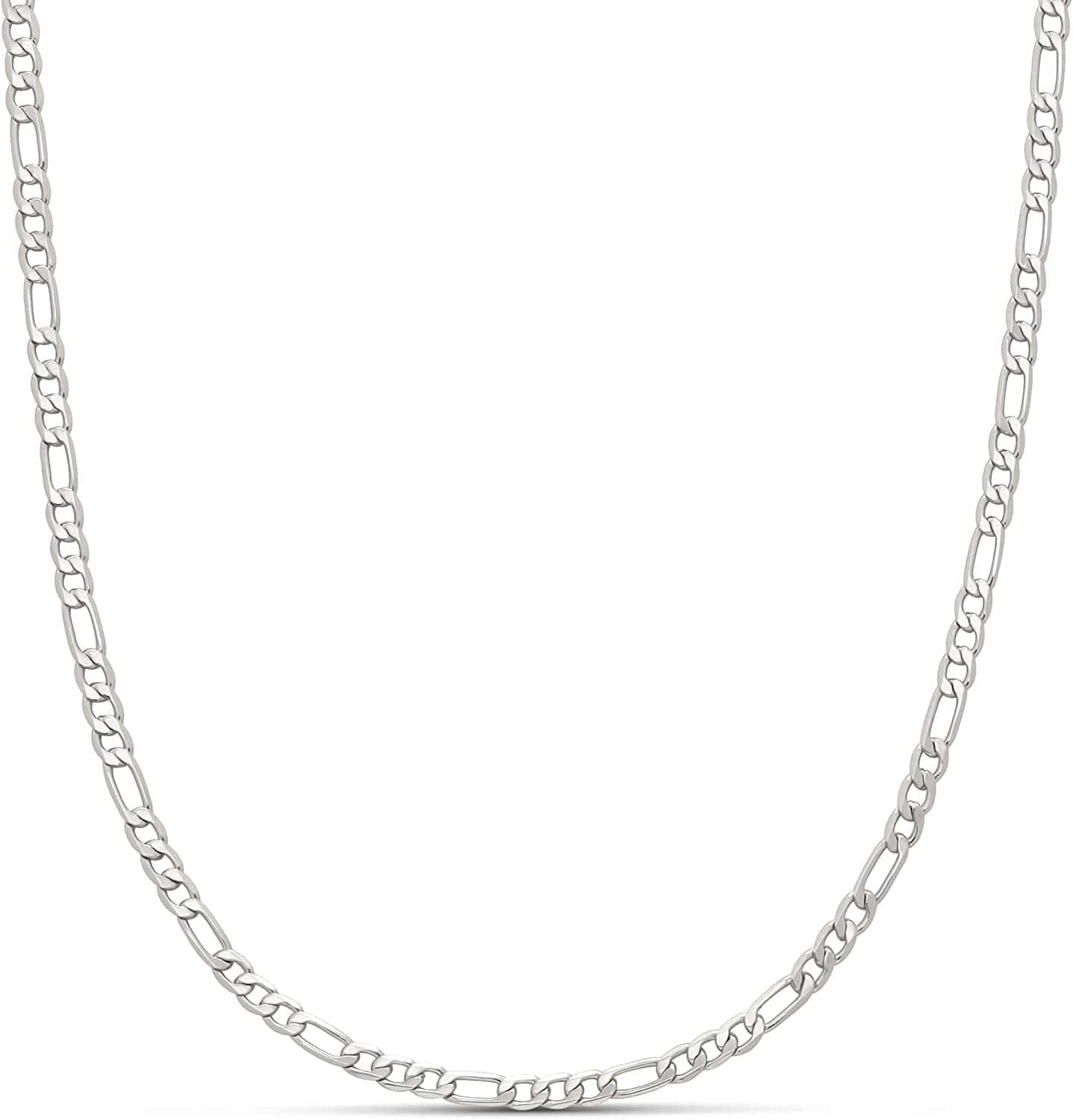 Essentials 14K Gold or Sterling Silver Plated Figaro Necklace Silver / 4mm Wide / 24 inches