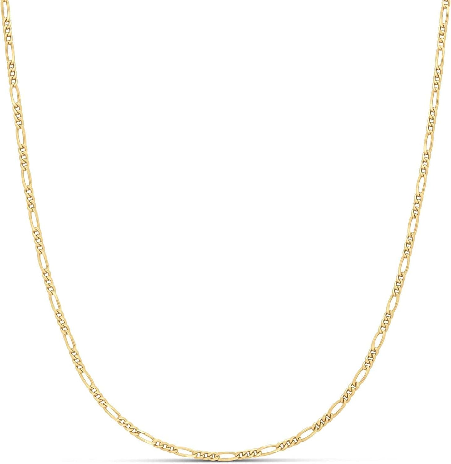 Essentials 14K Gold or Sterling Silver Plated Figaro Necklace Yellow Gold / 2mm Wide / 18 inches