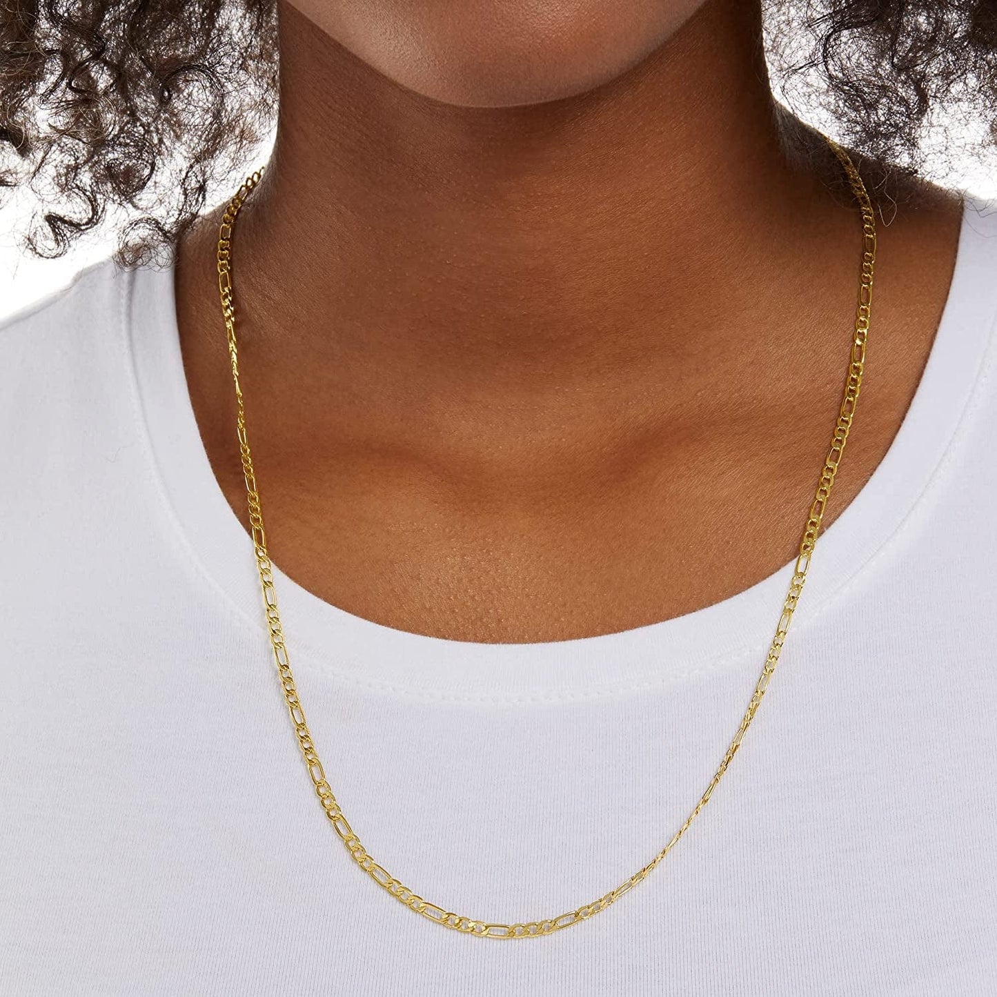 Essentials 14K Gold or Sterling Silver Plated Figaro Necklace