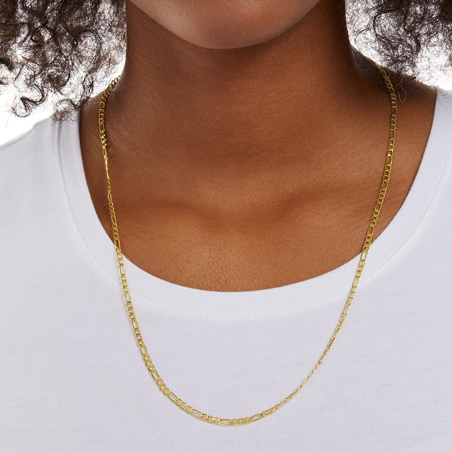 Essentials 14K Gold or Sterling Silver Plated Figaro Necklace